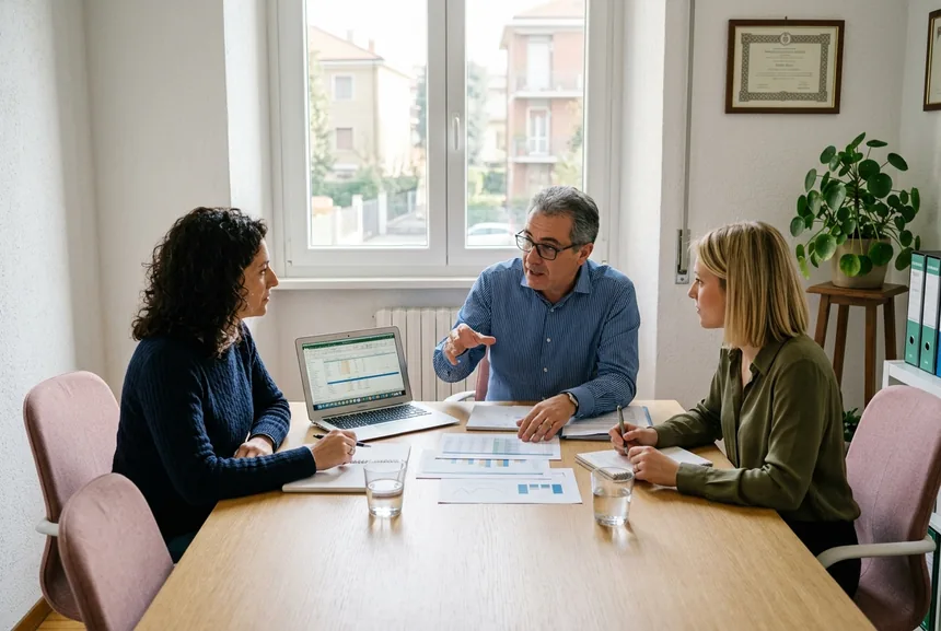Una riunione di lavoro nello studio